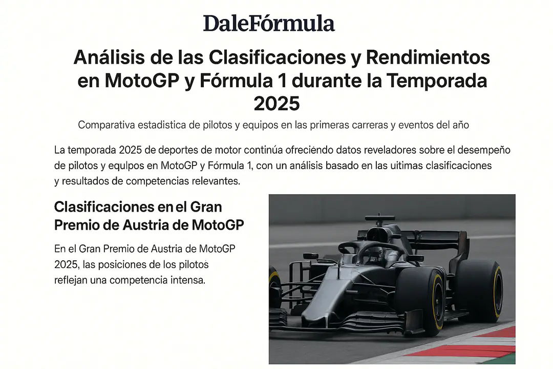 Análisis de las Clasificaciones y Rendimientos en MotoGP y Fórmula 1 durante la Temporada 2025